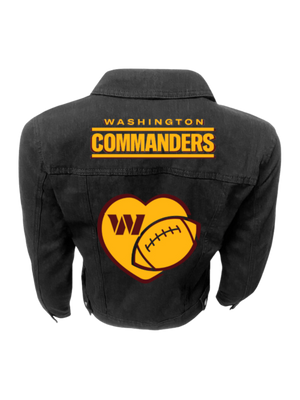 Women's Washington Commanders Football Heart Denim Jacket