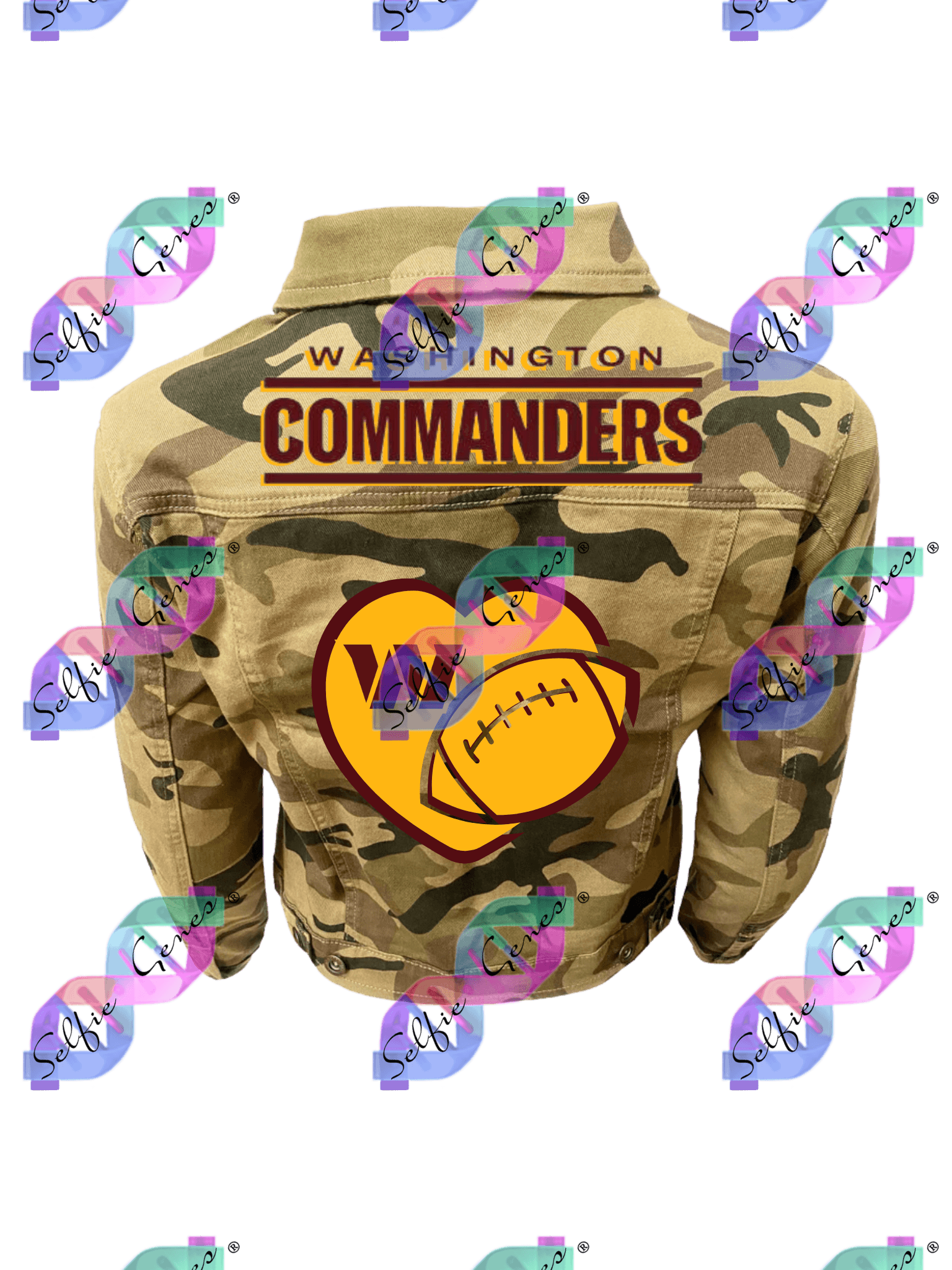 Women's Washington Commanders Football Heart Denim Jacket (Camo)