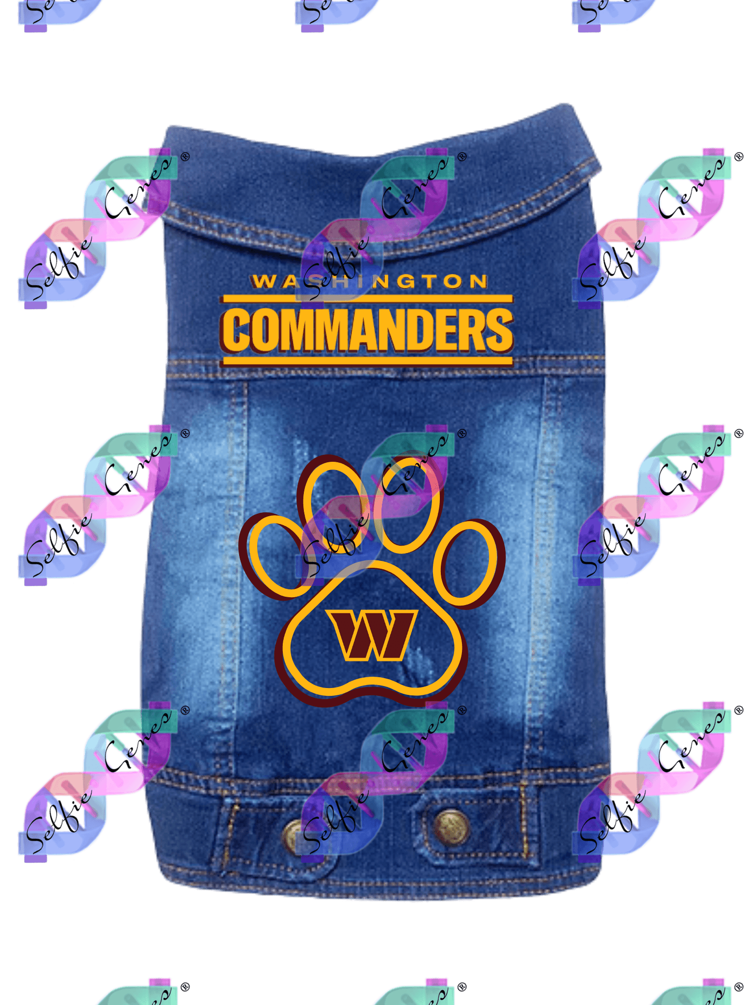 Pet Washington Commanders Paw Print Denim Jacket