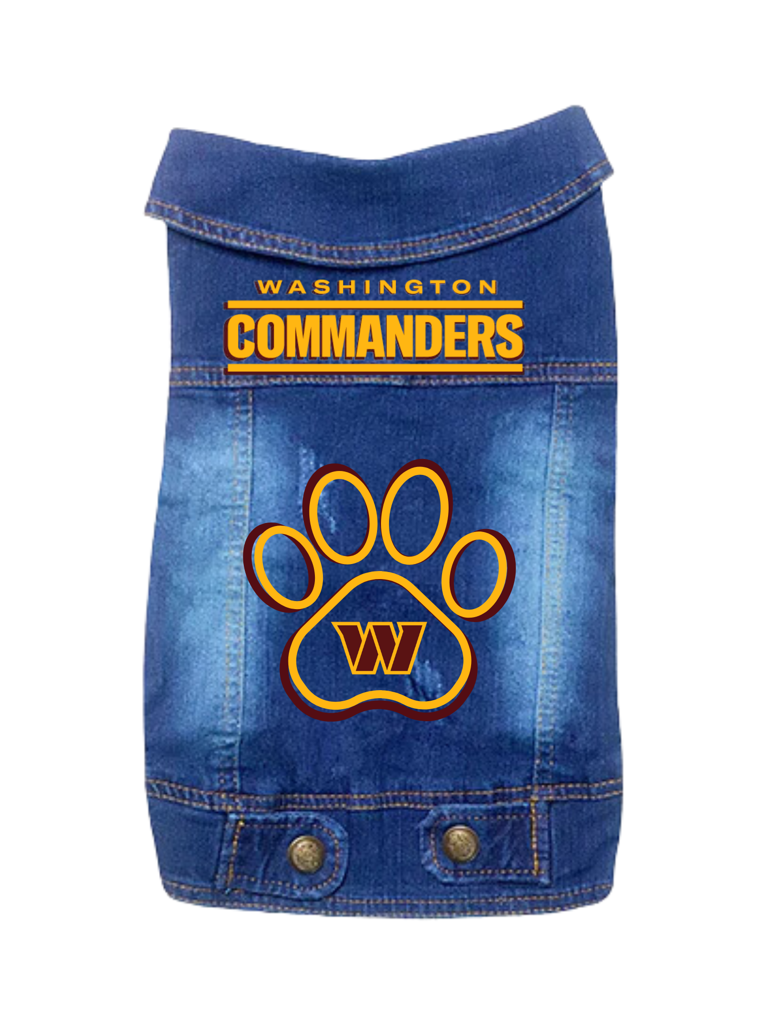 Pet Washington Commanders Paw Print Denim Jacket