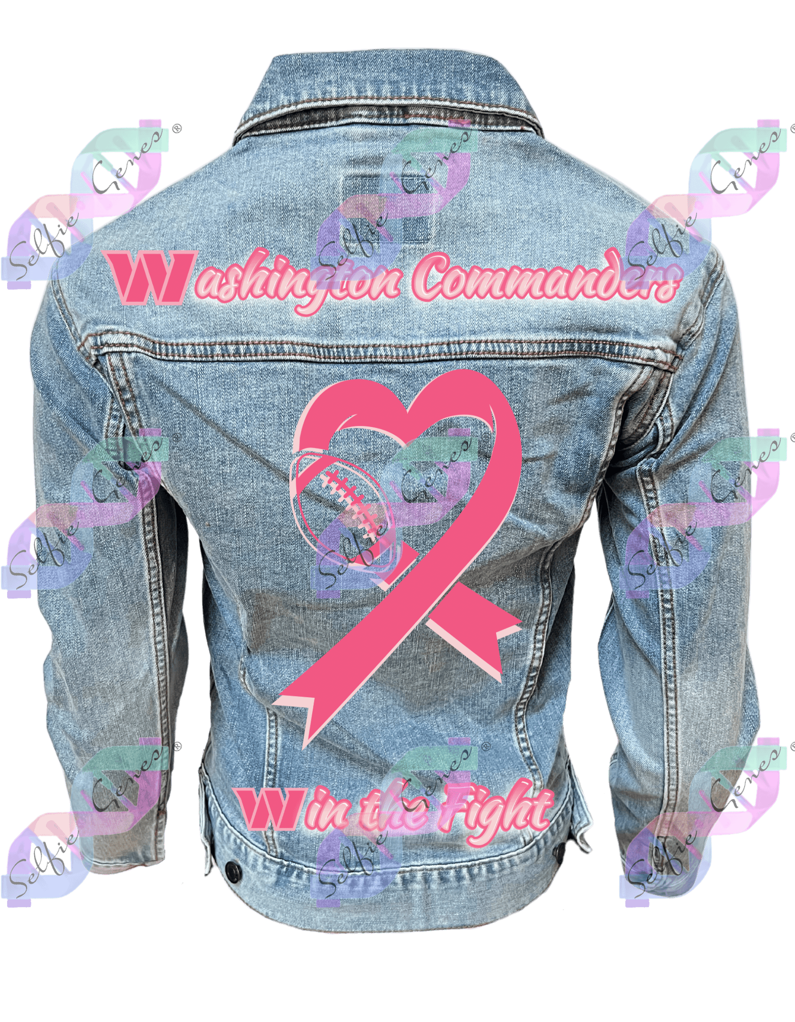 Washington Commanders 
Breast Cancer Denim Jacket