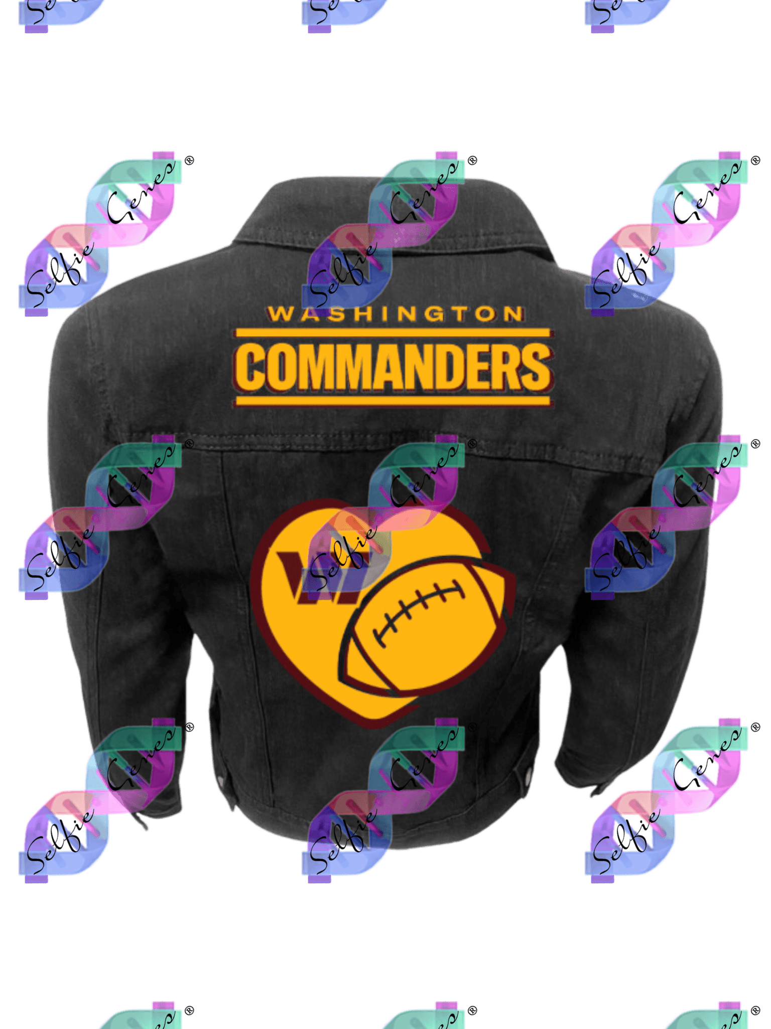 Women's Washington Commanders Football Heart Denim Jacket