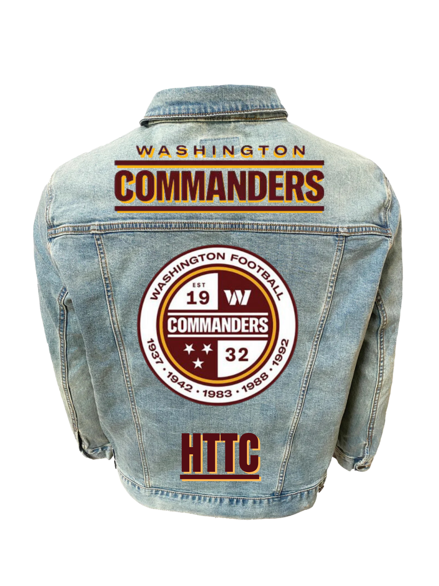 Men's Washington Commanders Crest Denim Jacket Design (Plus Size)