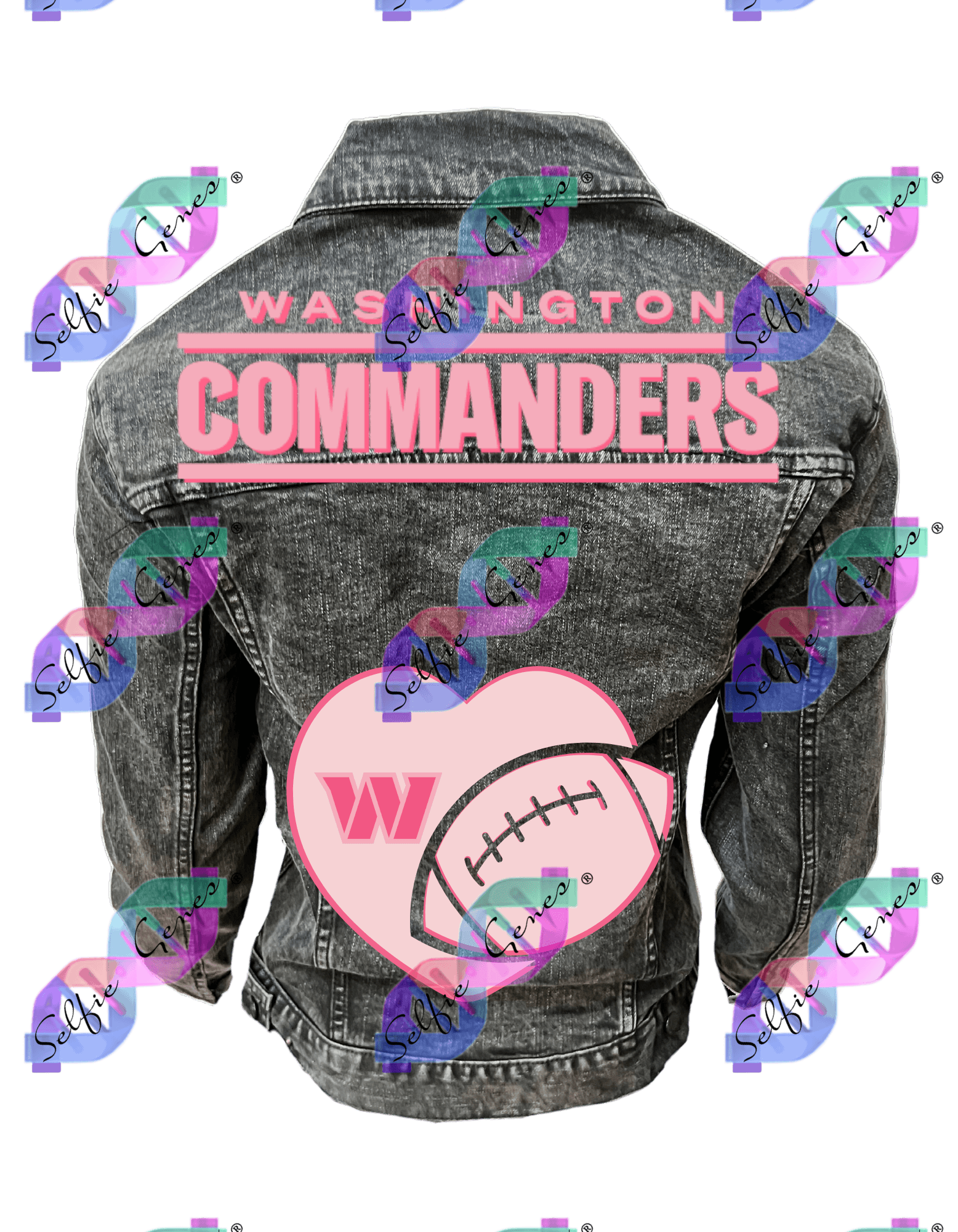 Washington Commanders Football Heart Denim Jacket (Pink)
