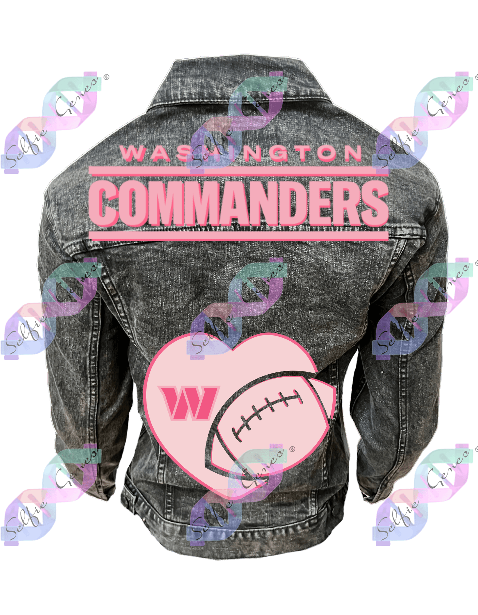 Washington Commanders Football Heart Denim Jacket (Pink)