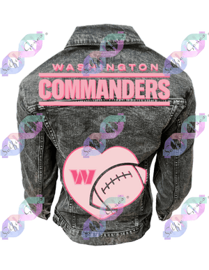 Washington Commanders Football Heart Denim Jacket (Pink)