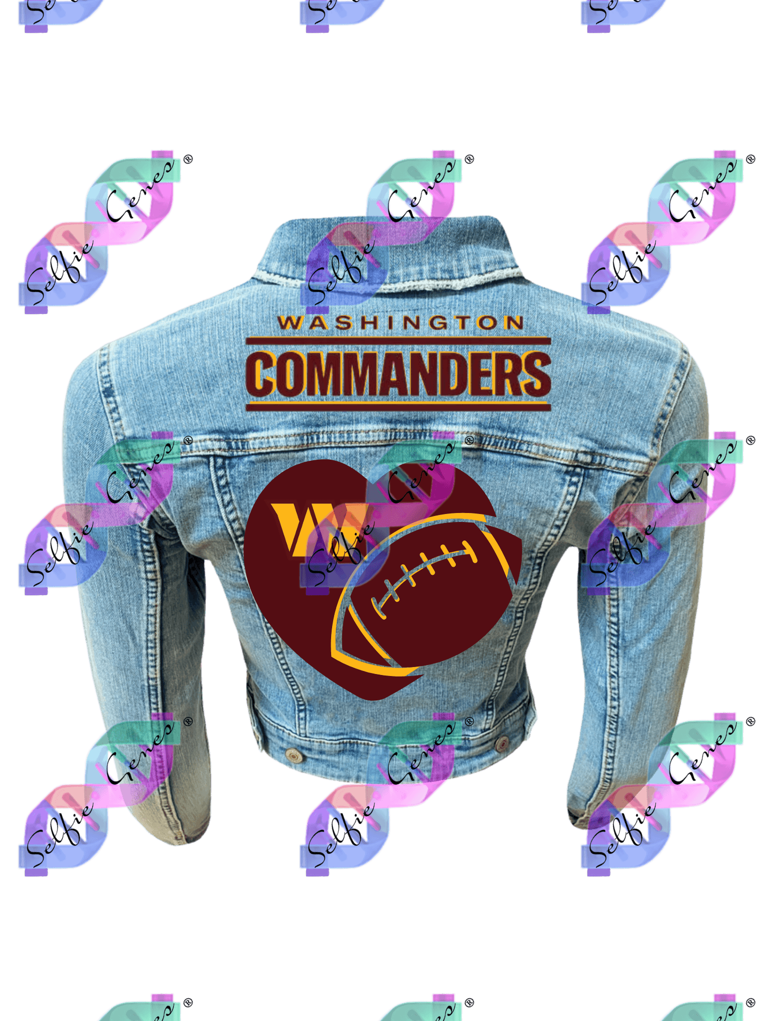 Women's Washington Commanders Football Heart Denim Jacket (Classic)