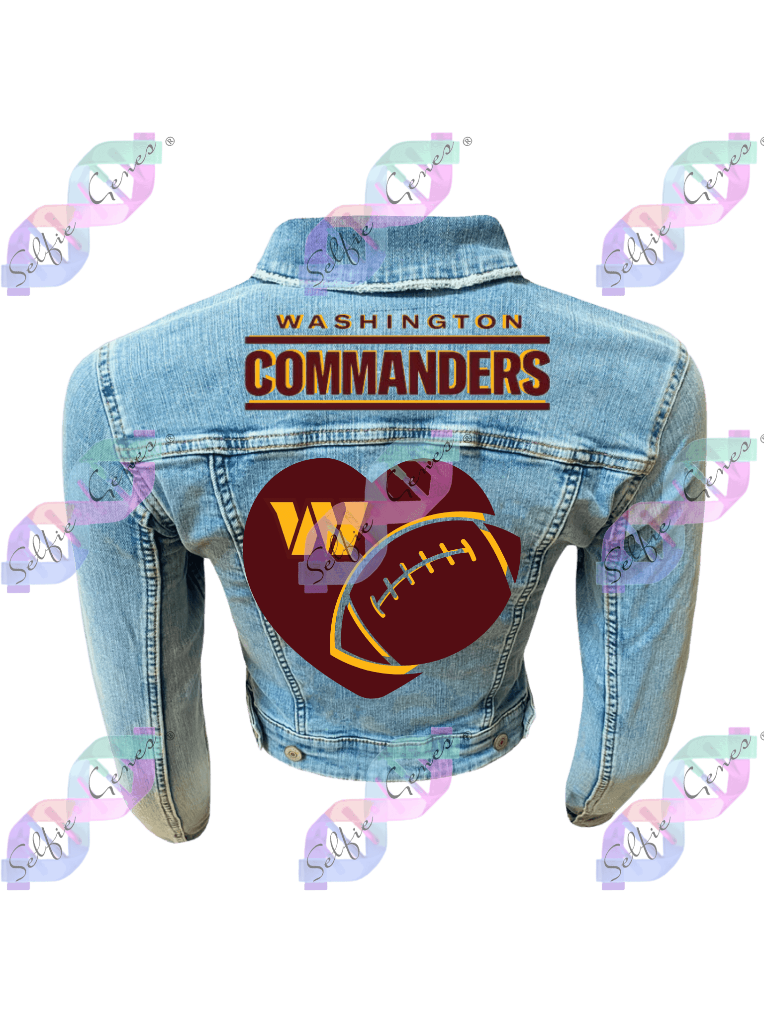 Women's Washington Commanders Football Heart Denim Jacket (Classic)