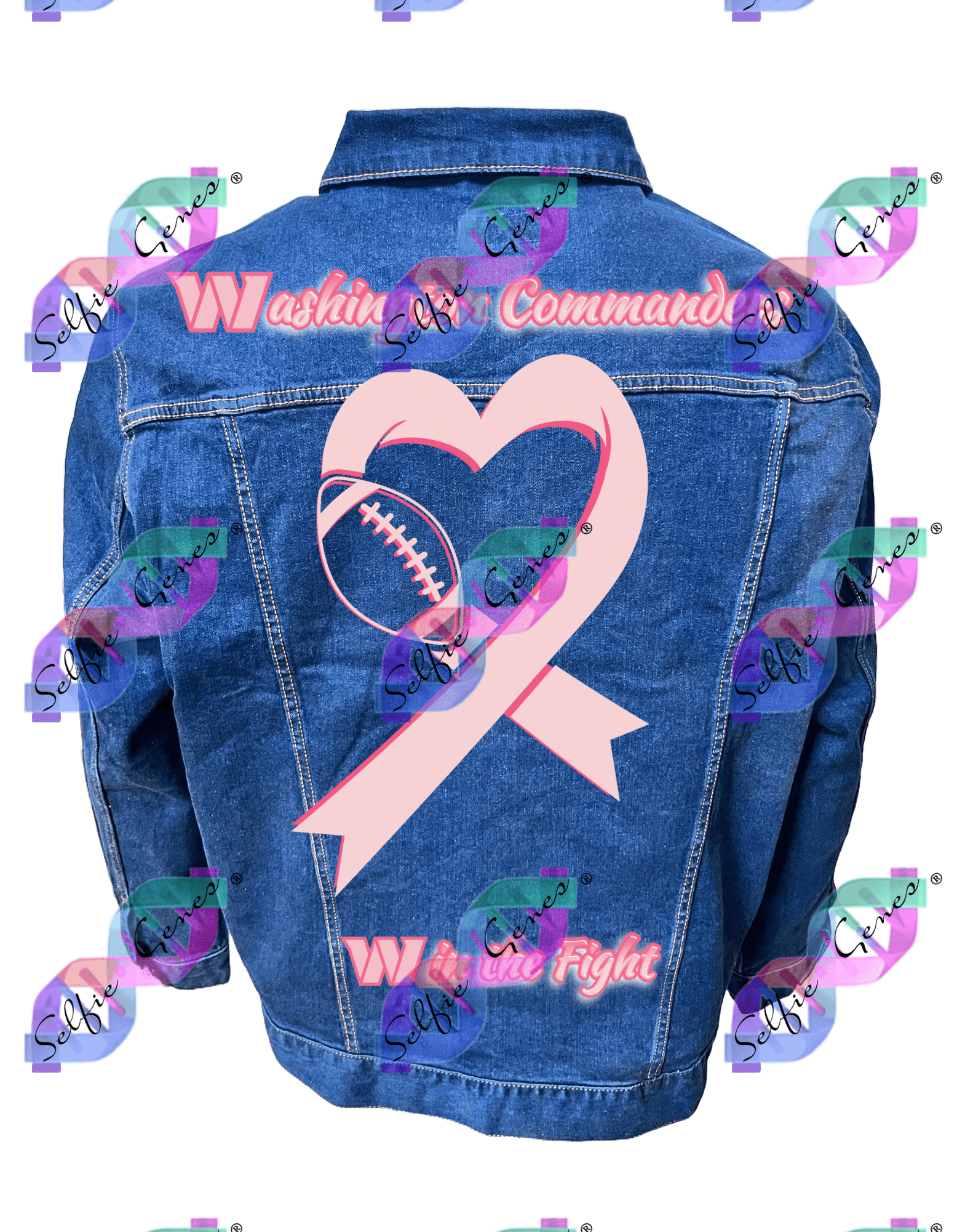 Washington Commanders  Breast Cancer Denim Jacket (Plus Size)