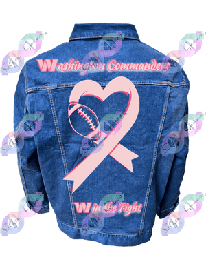 Washington Commanders  Breast Cancer Denim Jacket (Plus Size)