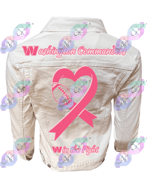 Washington Commanders 
Breast Cancer Denim Jacket