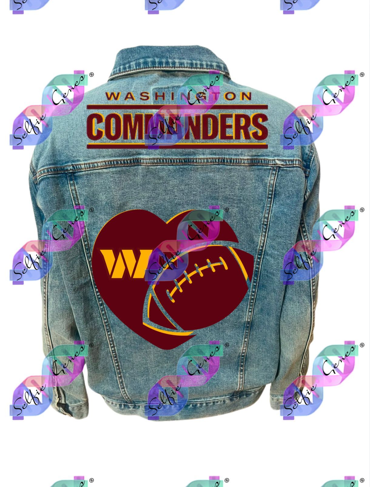Washington Commanders Football Heart Denim Jacket