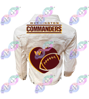 Women's Washington Commanders Football Heart Denim Jacket