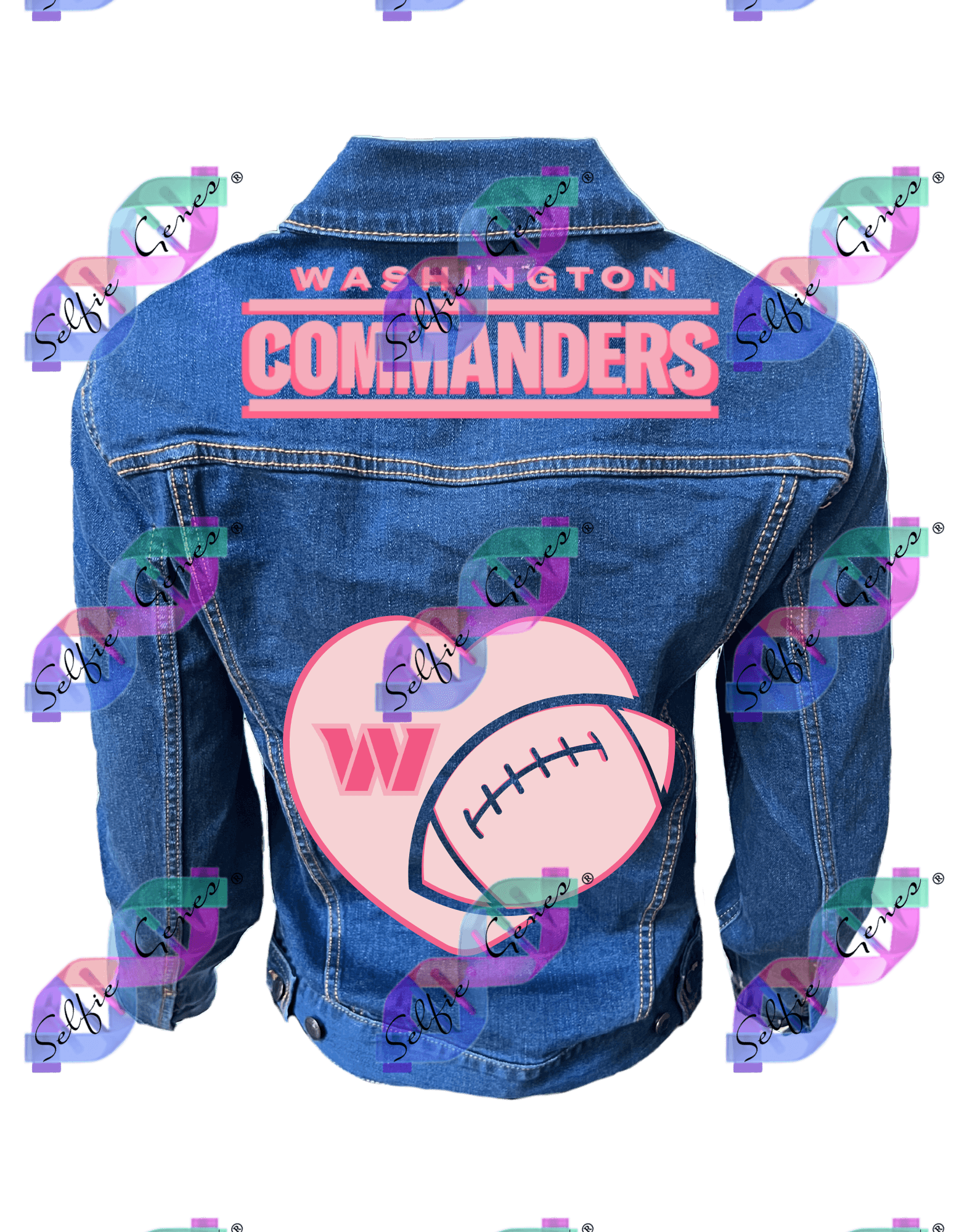 Washington Commanders Football Heart Denim Jacket (Pink)
