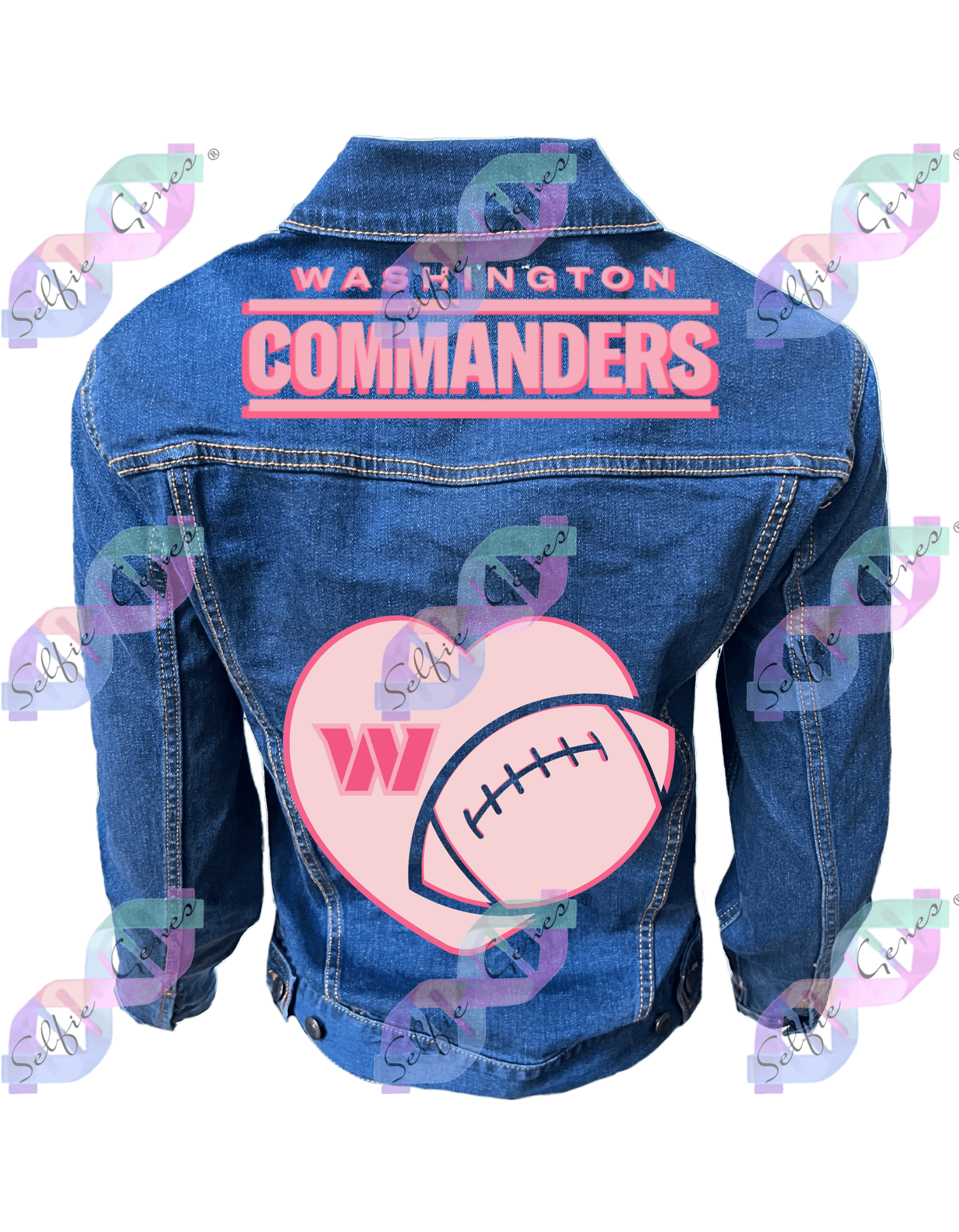 Washington Commanders Football Heart Denim Jacket (Pink)