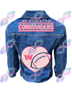 Washington Commanders Football Heart Denim Jacket (Pink)