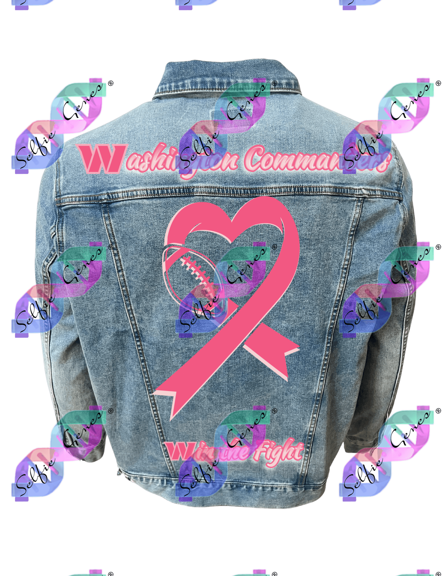 Washington Commanders  Breast Cancer Denim Jacket (Plus Size)