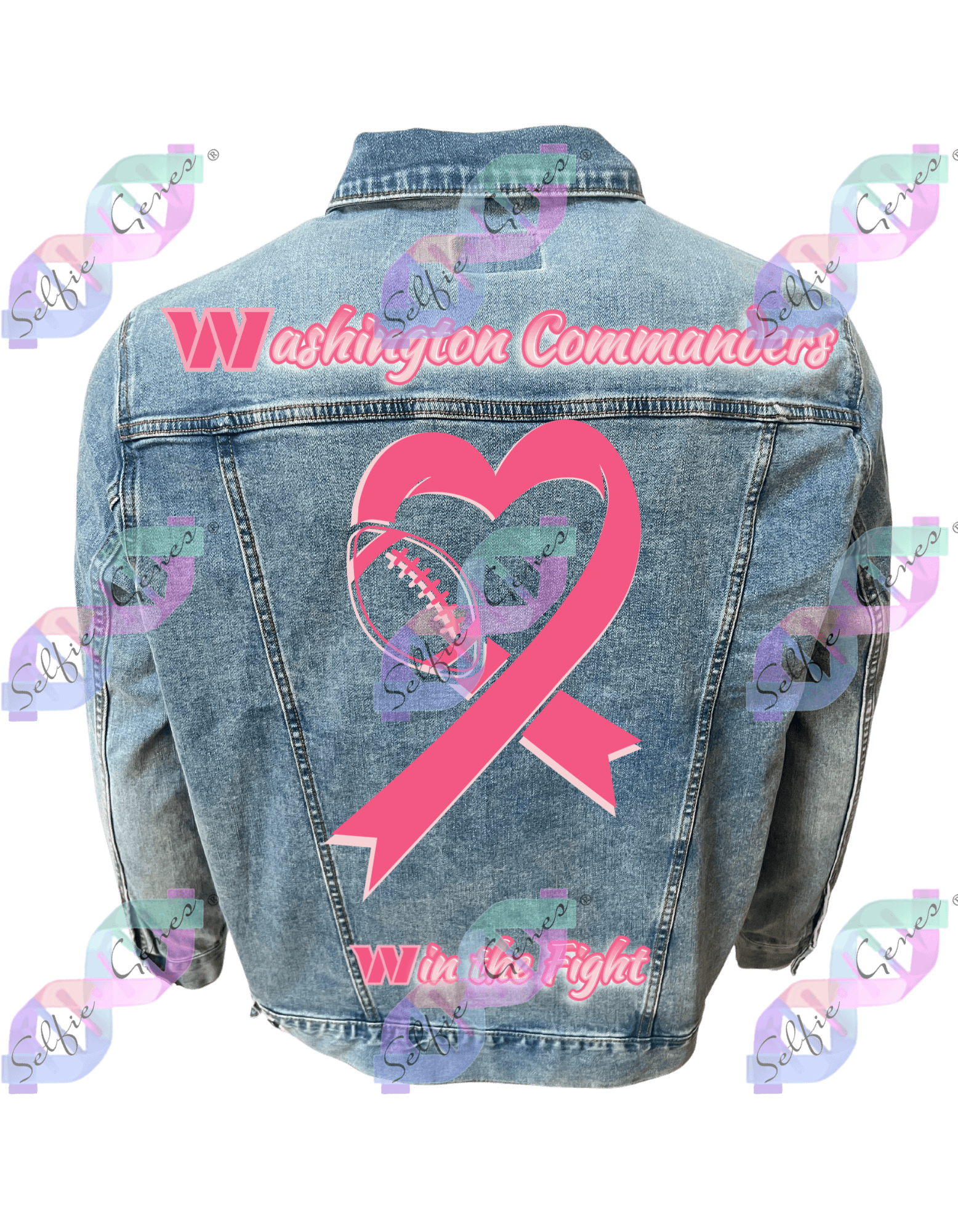 Washington Commanders  Breast Cancer Denim Jacket (Plus Size)