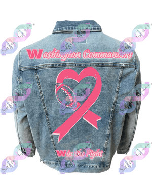 Washington Commanders  Breast Cancer Denim Jacket (Plus Size)