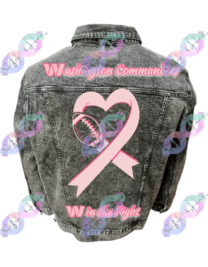 Washington Commanders  Breast Cancer Denim Jacket (Plus Size)