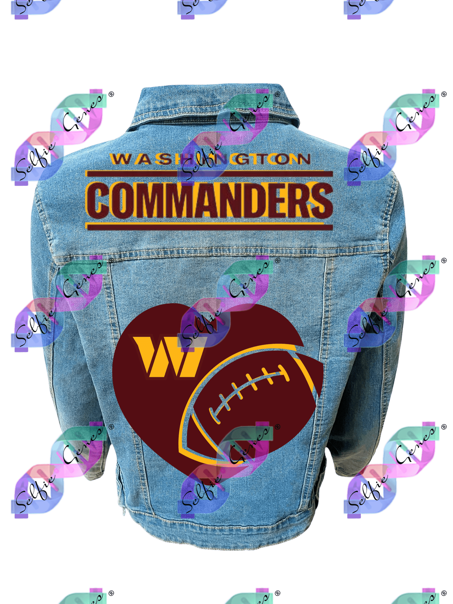 Women's Washington Commanders Football Heart Denim Jacket (Plus Size)