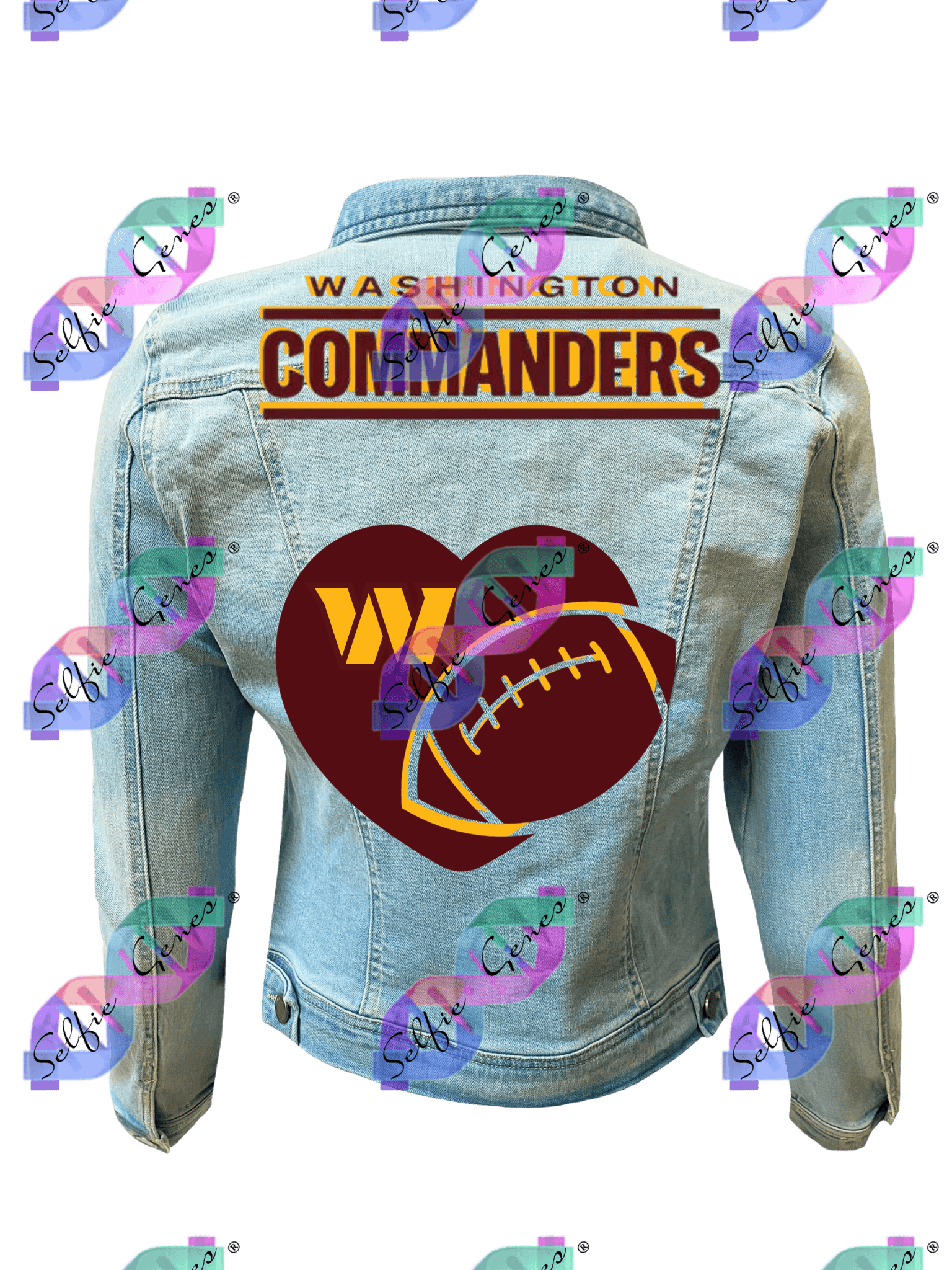Women's Washington Commanders Football Heart Denim Jacket