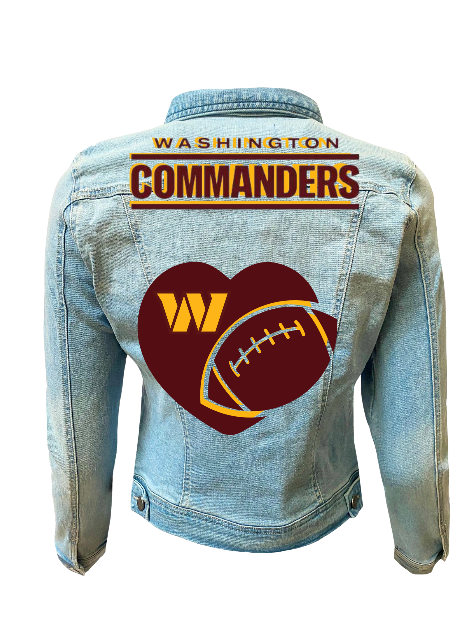 Women's Washington Commanders Football Heart Denim Jacket